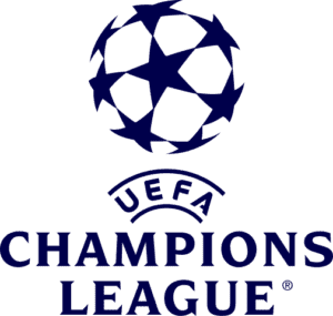 The official logo of the UEFA Champions League, featuring a star-shaped design with the iconic blue and silver colors.